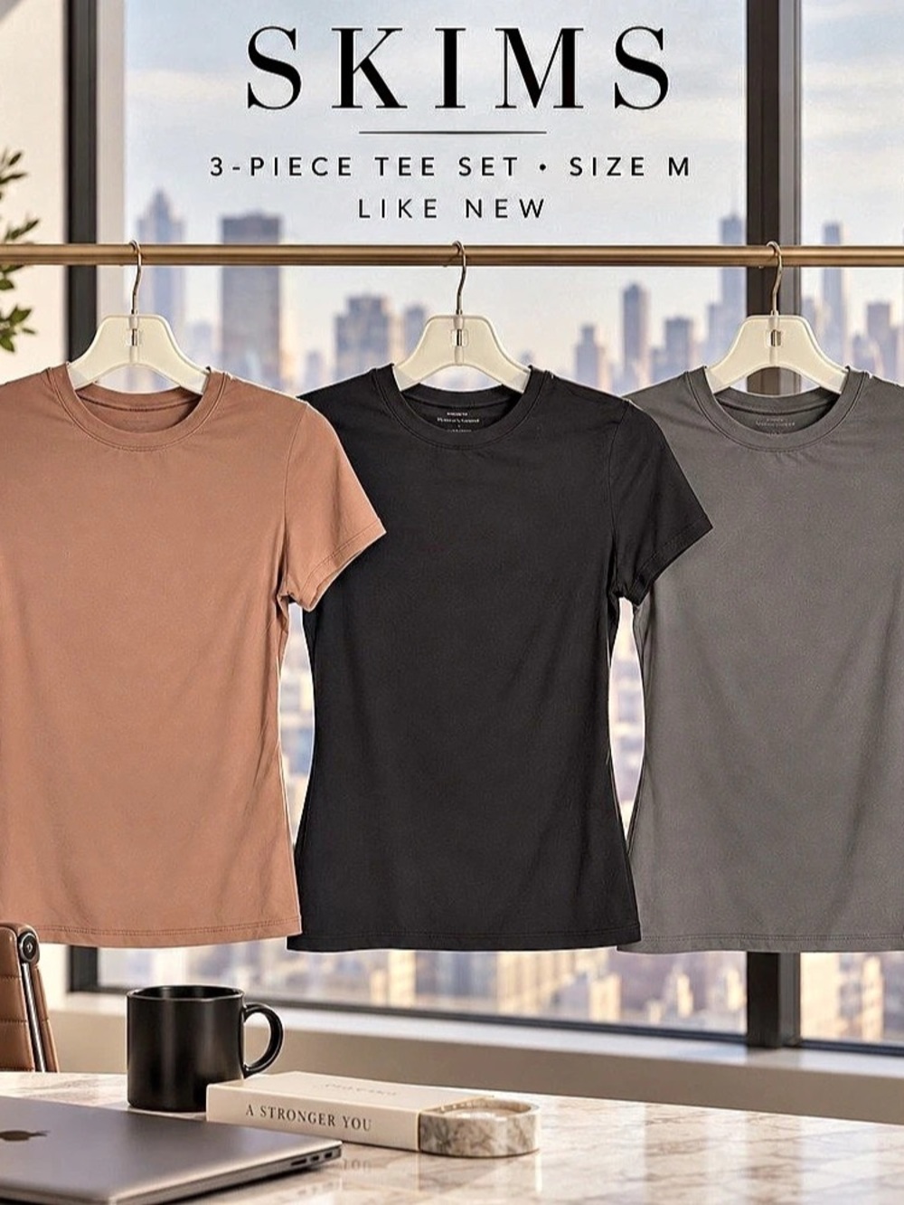 SKIMS Cotton Jersey T-Shirt Brown & Black Medium lot (3)